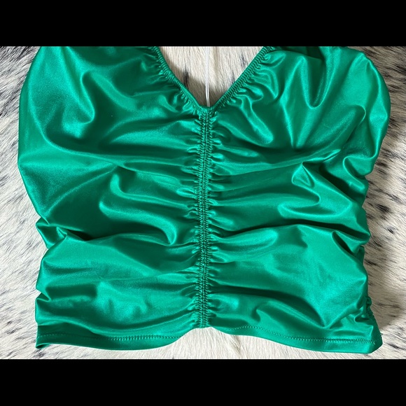 ALEXANDER WANG RUCHED JERSEY CAMI, SZ L GREEN - Picture 5 of 15